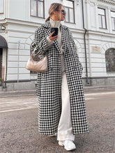 TARUXY Hahnentritt-Trenchcoat für Frauen 2024 Herbstmode Schlanke lange Mäntel Damen Winter Street Temperament Kleidung Frau Neu